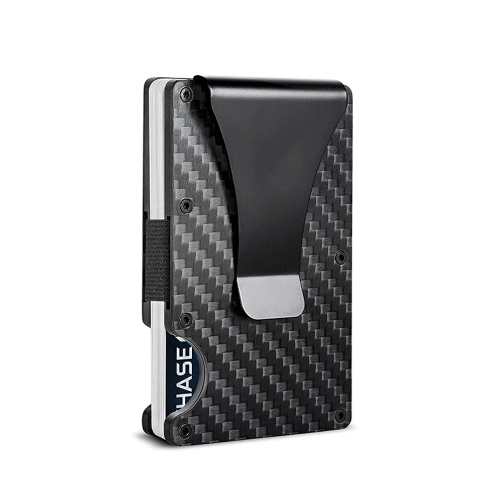 Carbon Fiber RFID Credit Card Holder for Men & Women - Slim Minimalist Wallet, Red Magic Mini Smart Wallet