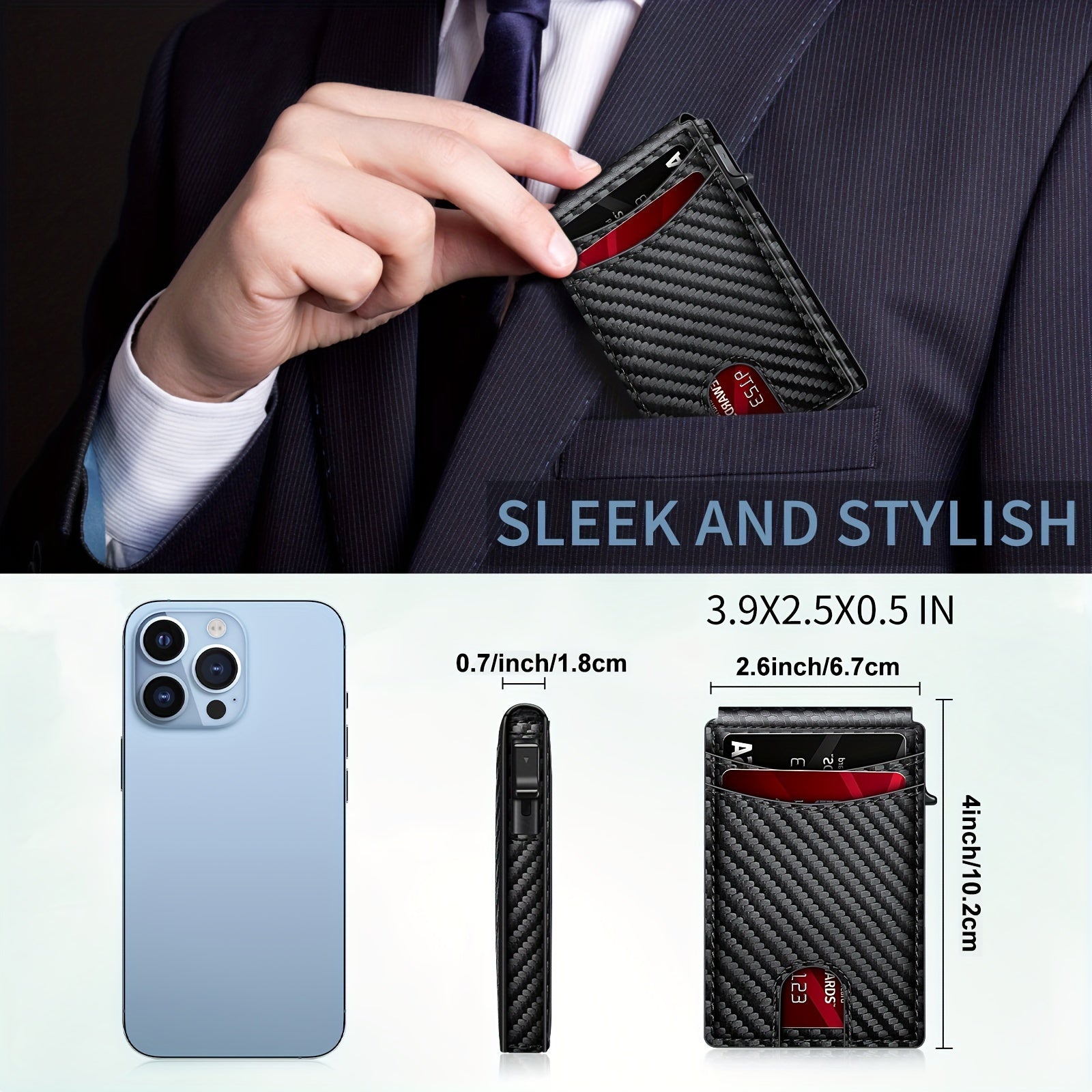Men's RFID Blocking Bifold Wallet with Pop-up Card | FREE Surprise Gift