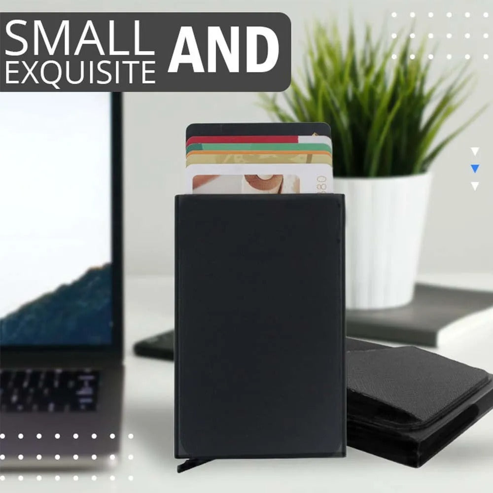 Slim Pop-Up Vertical Wallet - Compact RFID Credit Card Holder for Men & Women