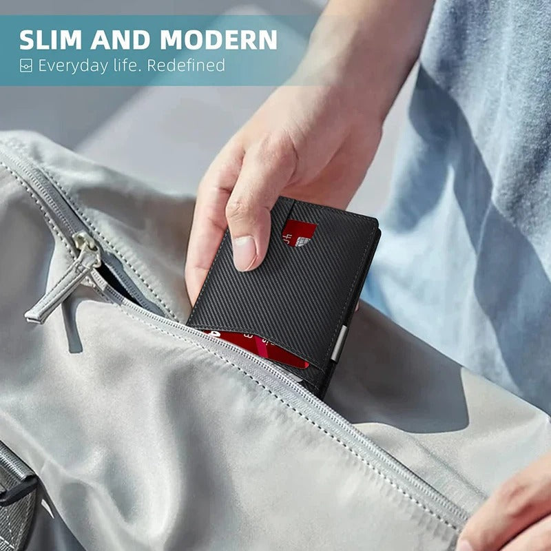 Luxury Men's Carbon Fiber RFID Wallet - Slim, Small, and Stylish Cash Holder