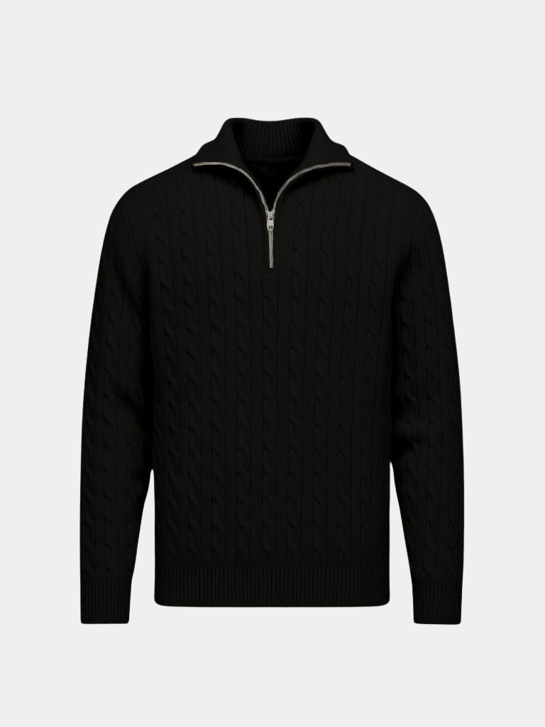 Premium Cable-Knit Zip Neck Sweater - Fayymont Co